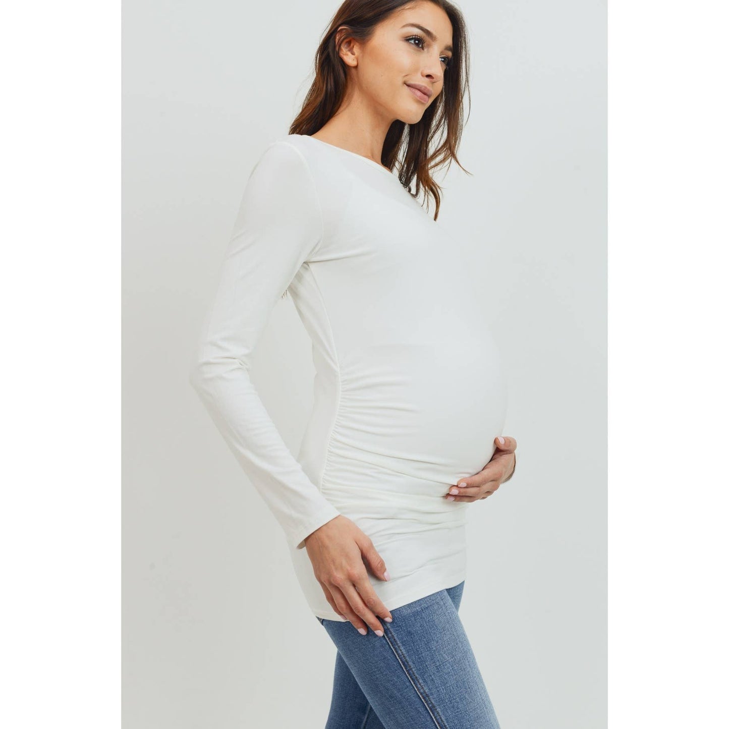 Long Sleeve Maternity Crewneck Knit Top