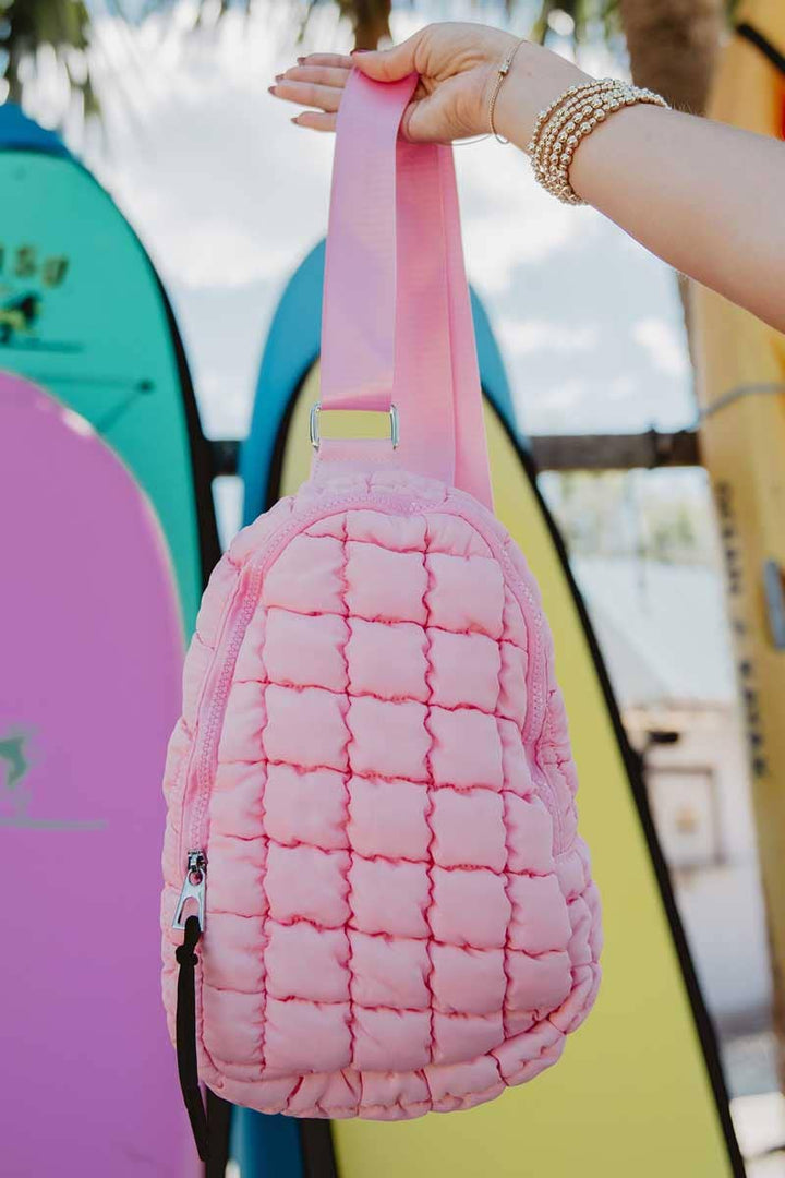 Light Pink Quilted Sling Bag