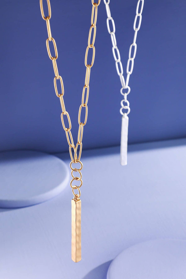 Paperclip Lariat Bar Necklace