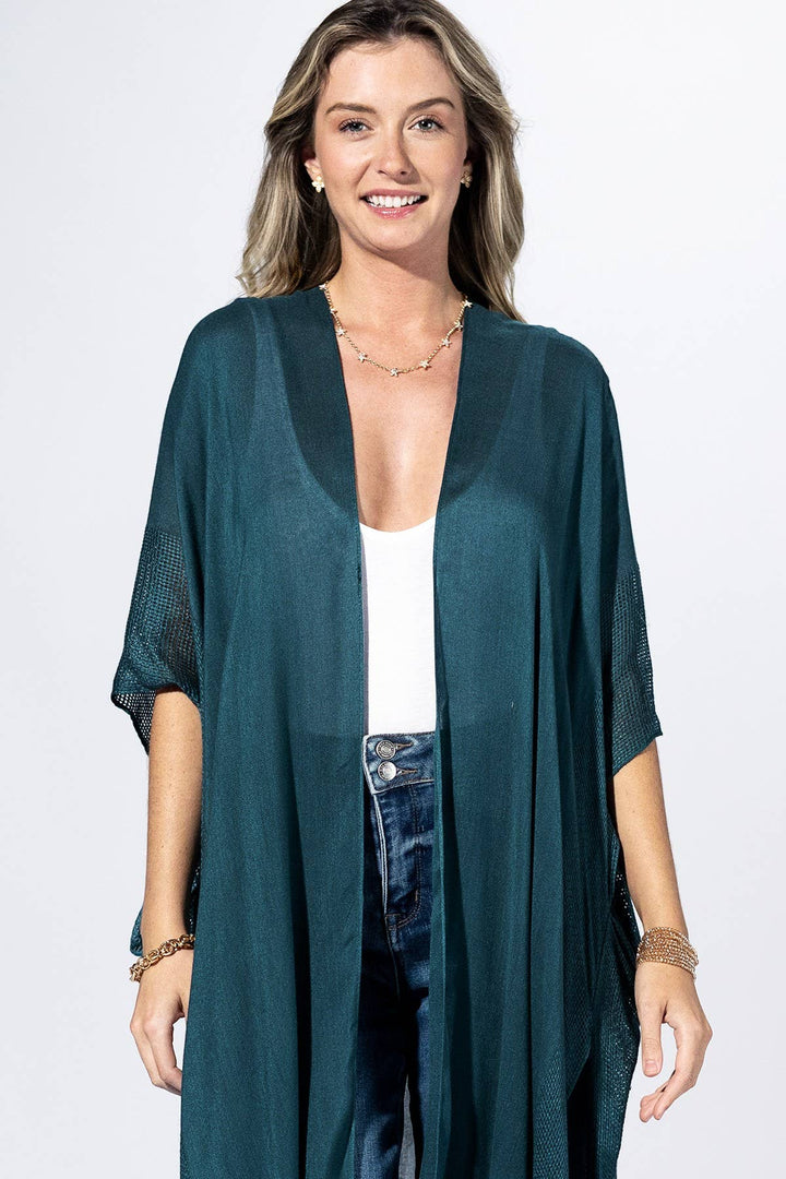 Deep Teal Flow Kimono