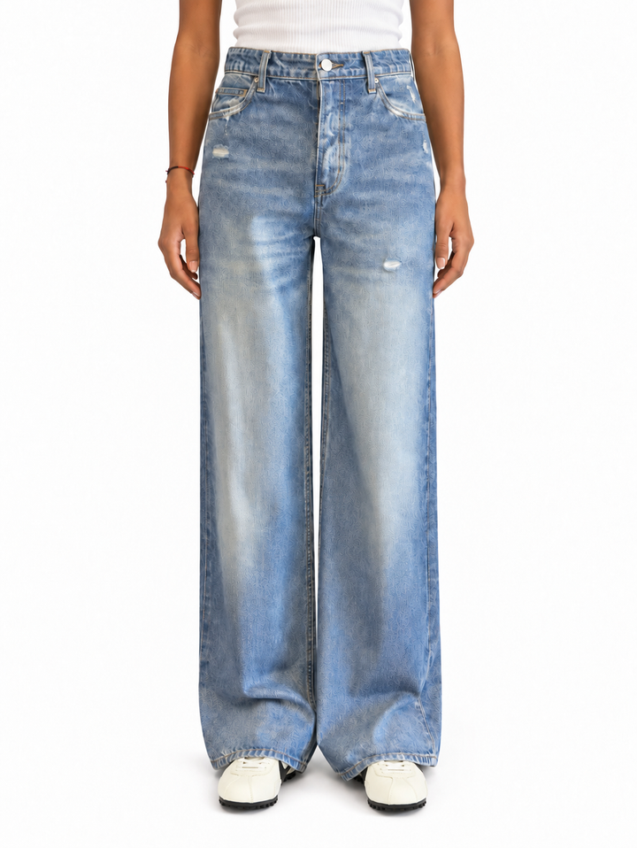 Illusion Denim Wide Leg Pant