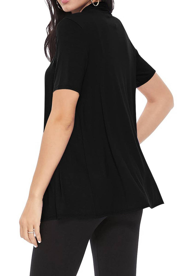 Women's Casual Short Sleeve Draped Open Front Solid Cardigan