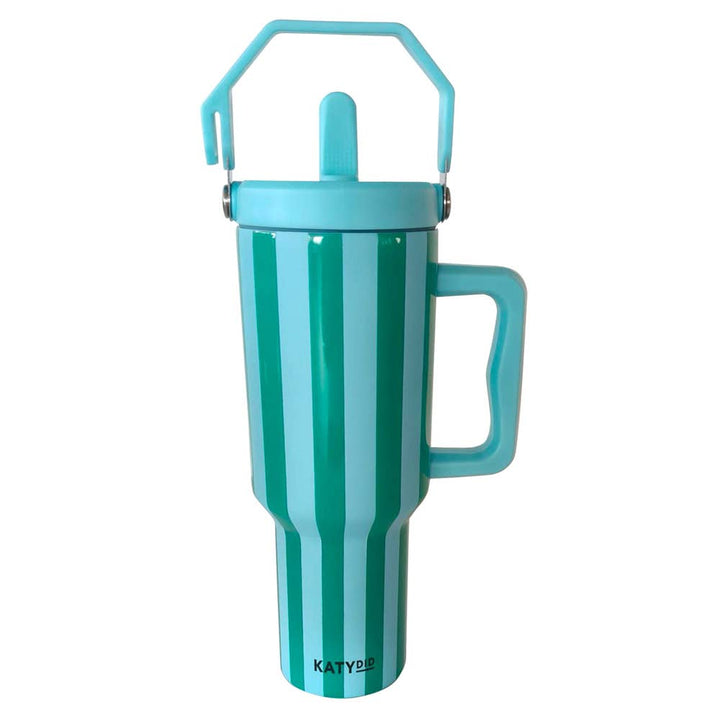 Aqua and Green Striped 38 Oz Cabana Jug Tumbler