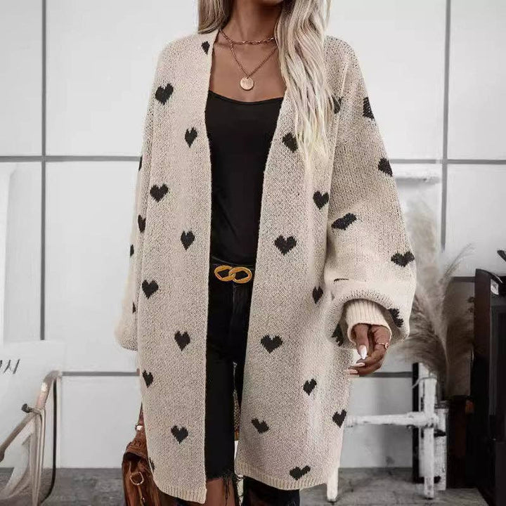 Heart Jacquard Knit Cardigan