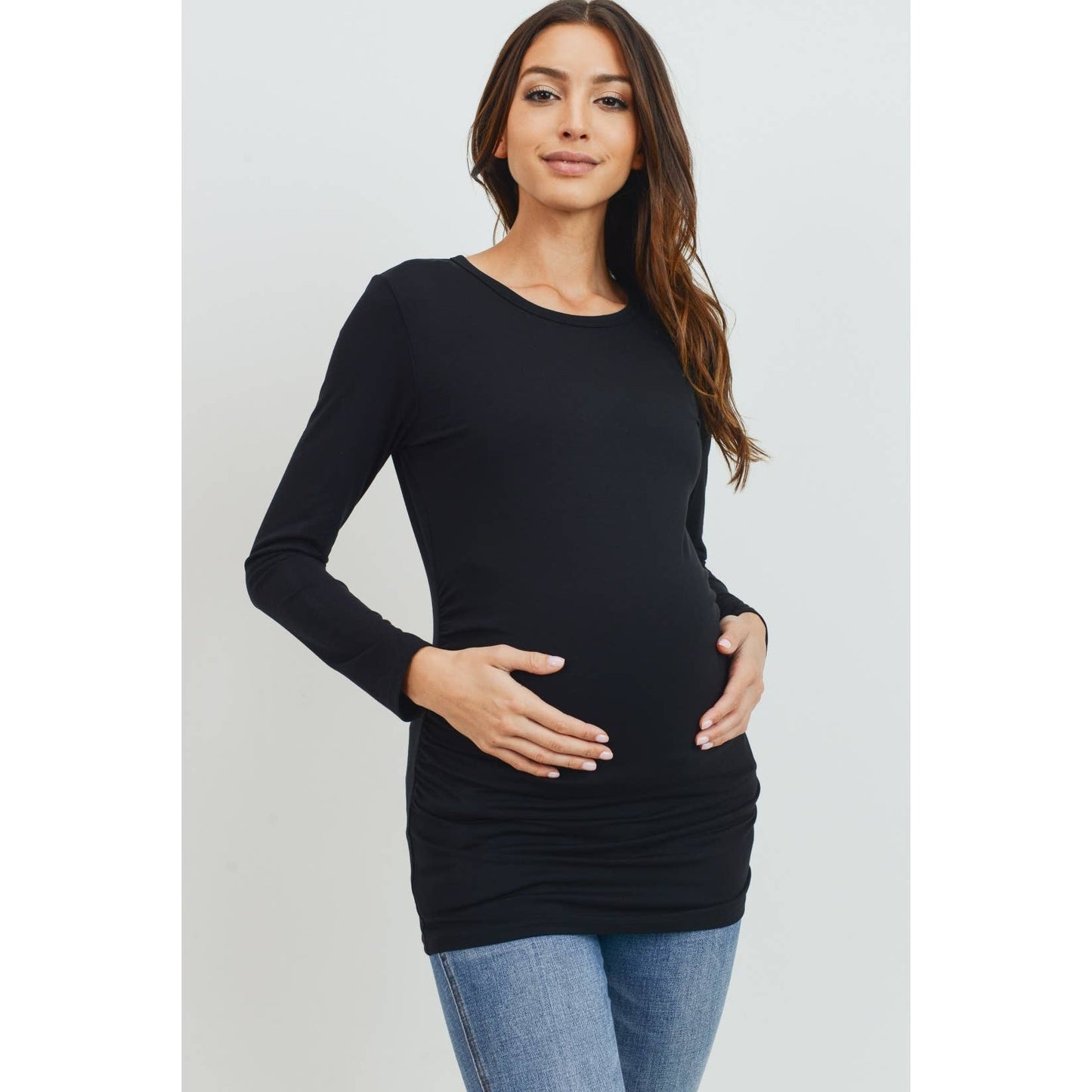 Long Sleeve Maternity Crewneck Knit Top