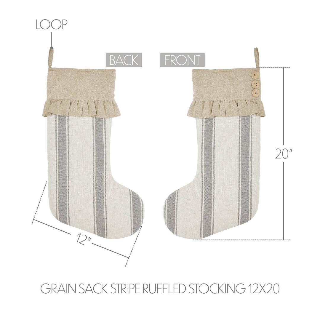 Grace Grain Sack Stripe Ruffled Stocking