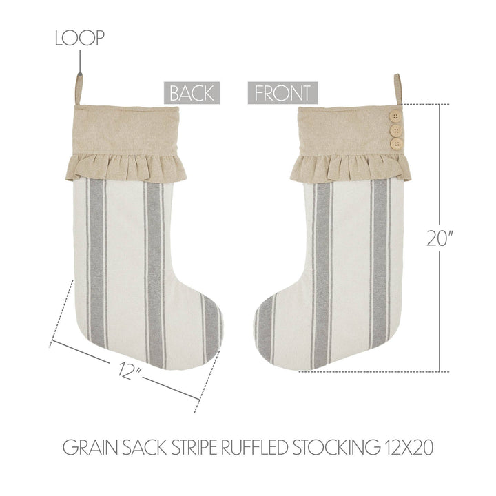 Grace Grain Sack Stripe Ruffled Stocking