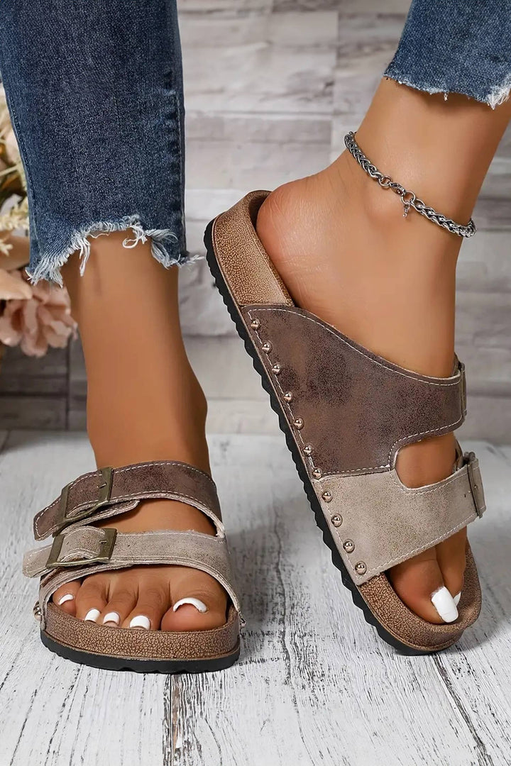 Suede Rivet Sandals