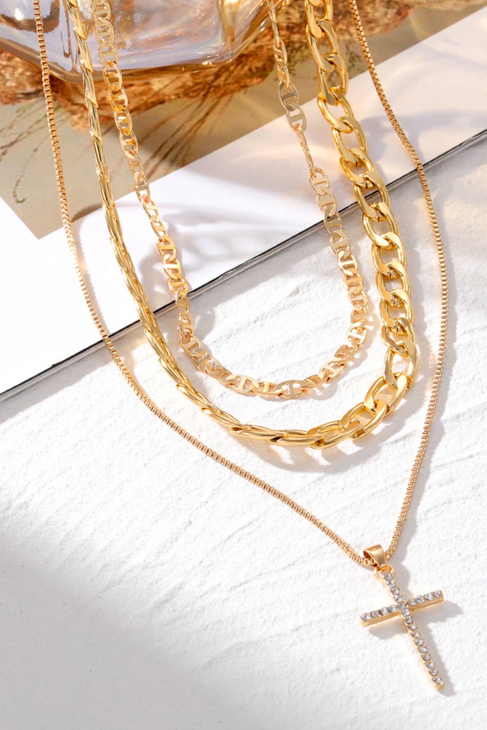 Cross Stacked Chains Necklace