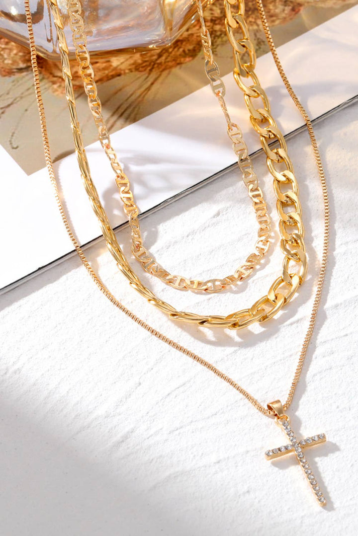 Cross Stacked Chains Necklace