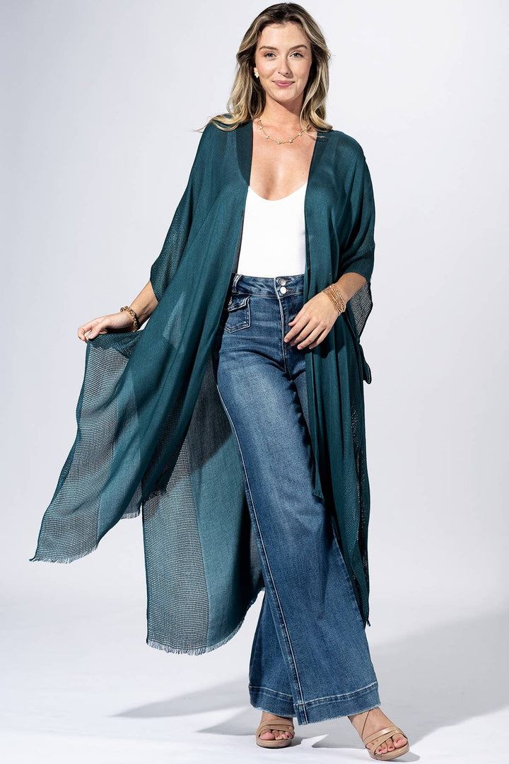 Deep Teal Flow Kimono