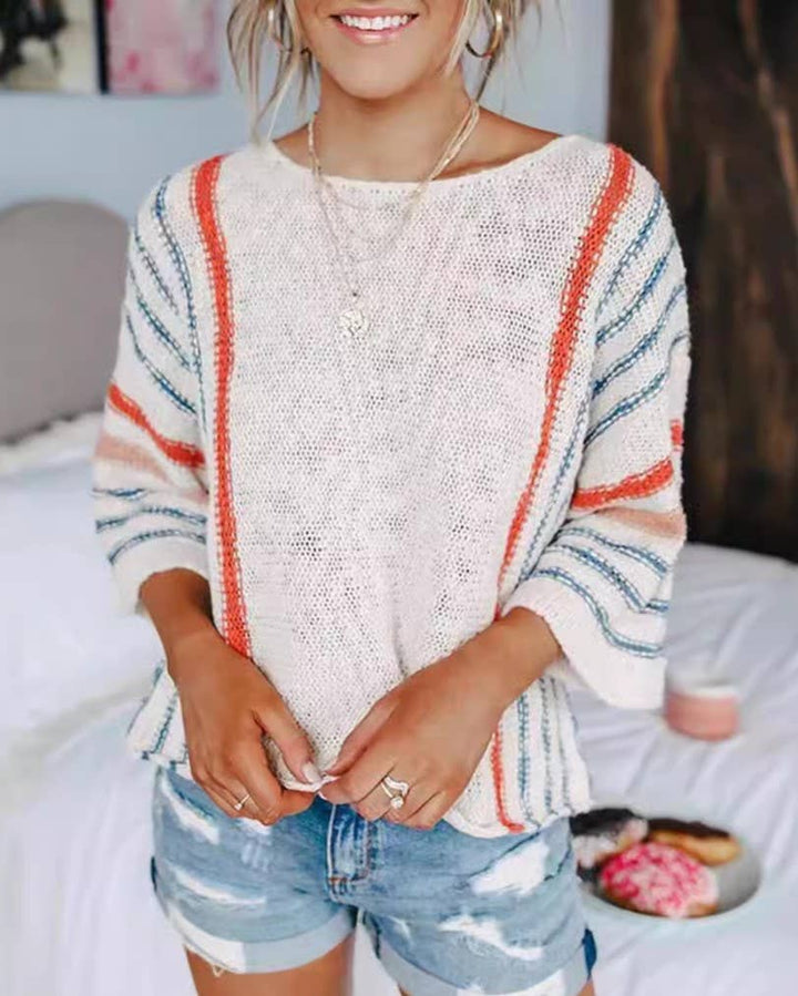 Color-Block Flared Sleeve Sweater