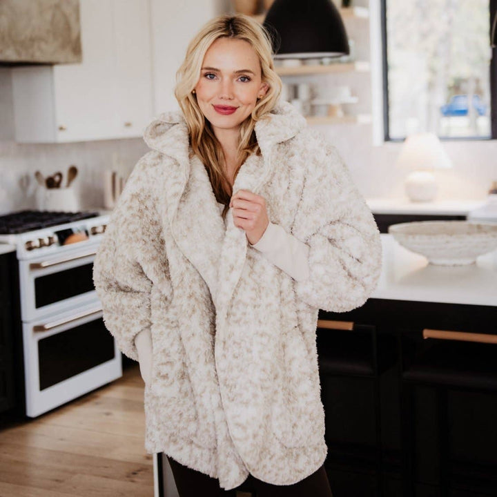 Snow Leopard Lightweight BODY WRAP with Hoodie and Pockets