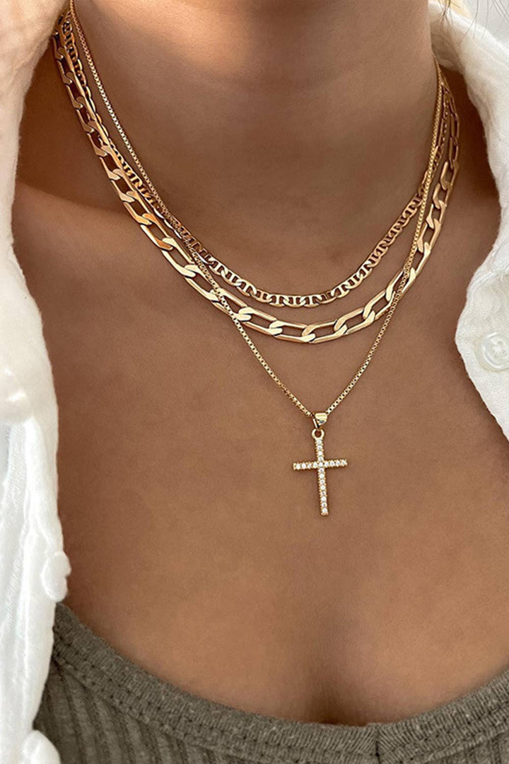 Cross Stacked Chains Necklace