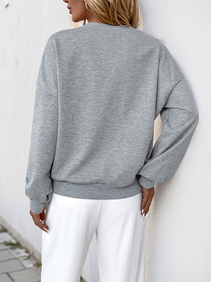 Cut-Out Floral Crewneck Loose Sweatshirt