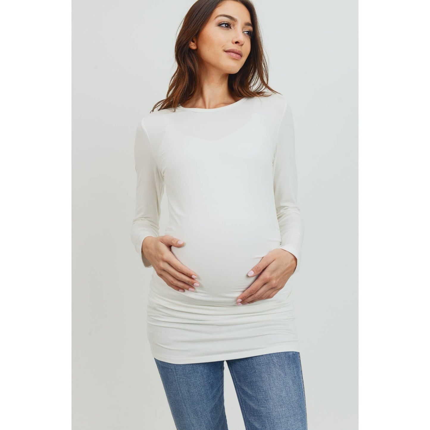 Long Sleeve Maternity Crewneck Knit Top