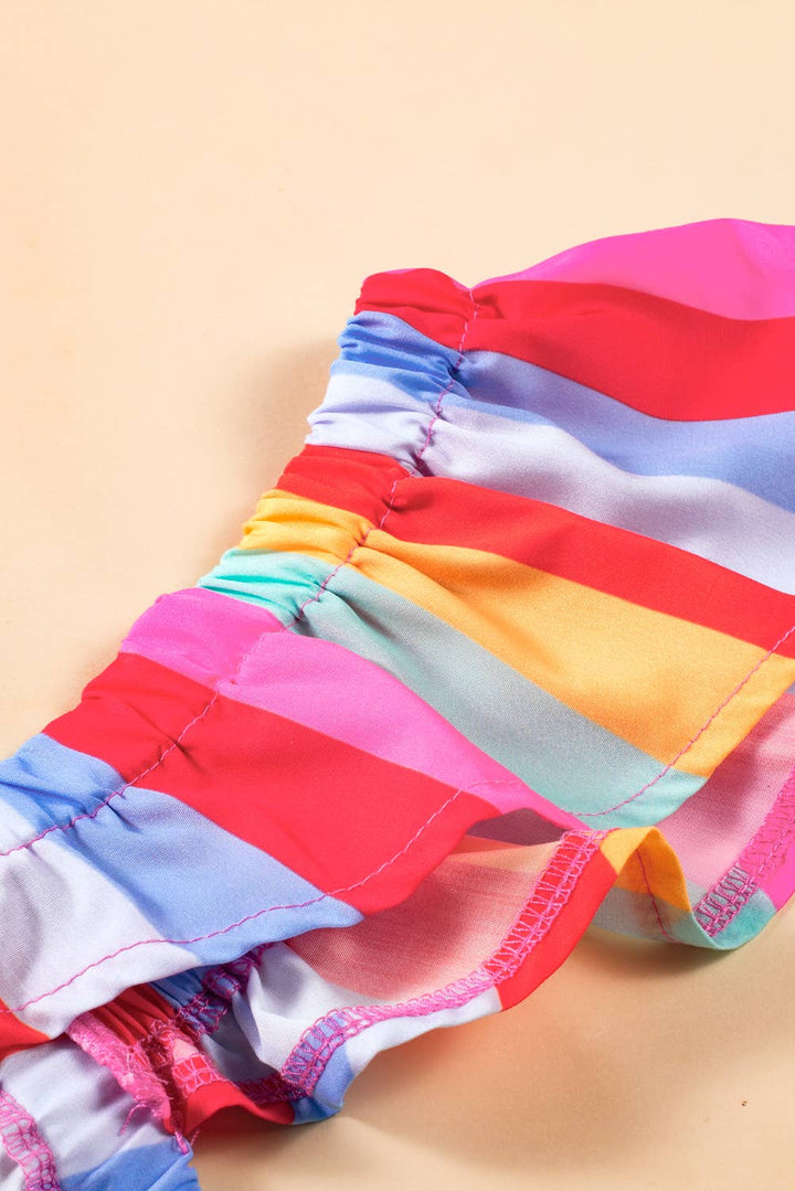 Stripe Ruffled Straps Babydoll Tank Top