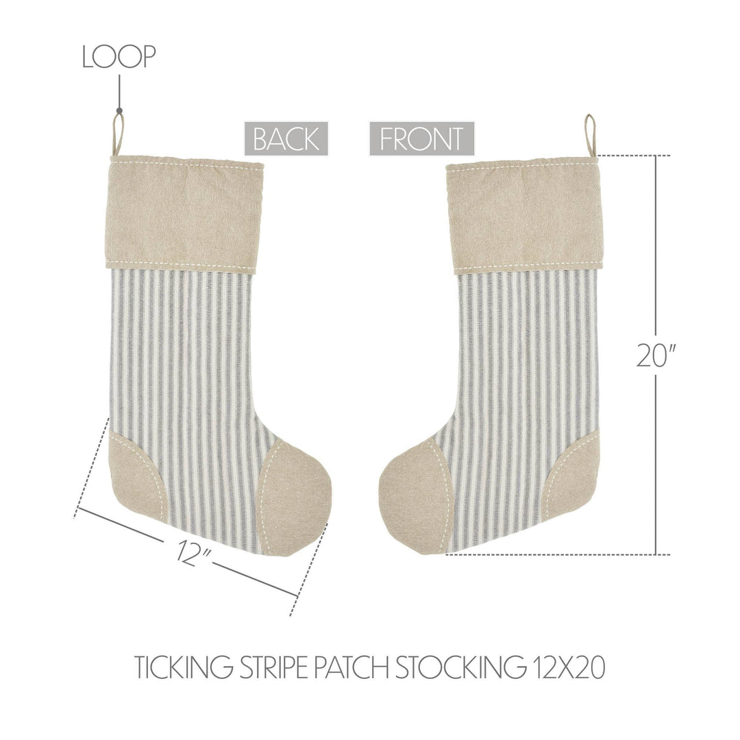 Grace Ticking Stripe Patch Stocking