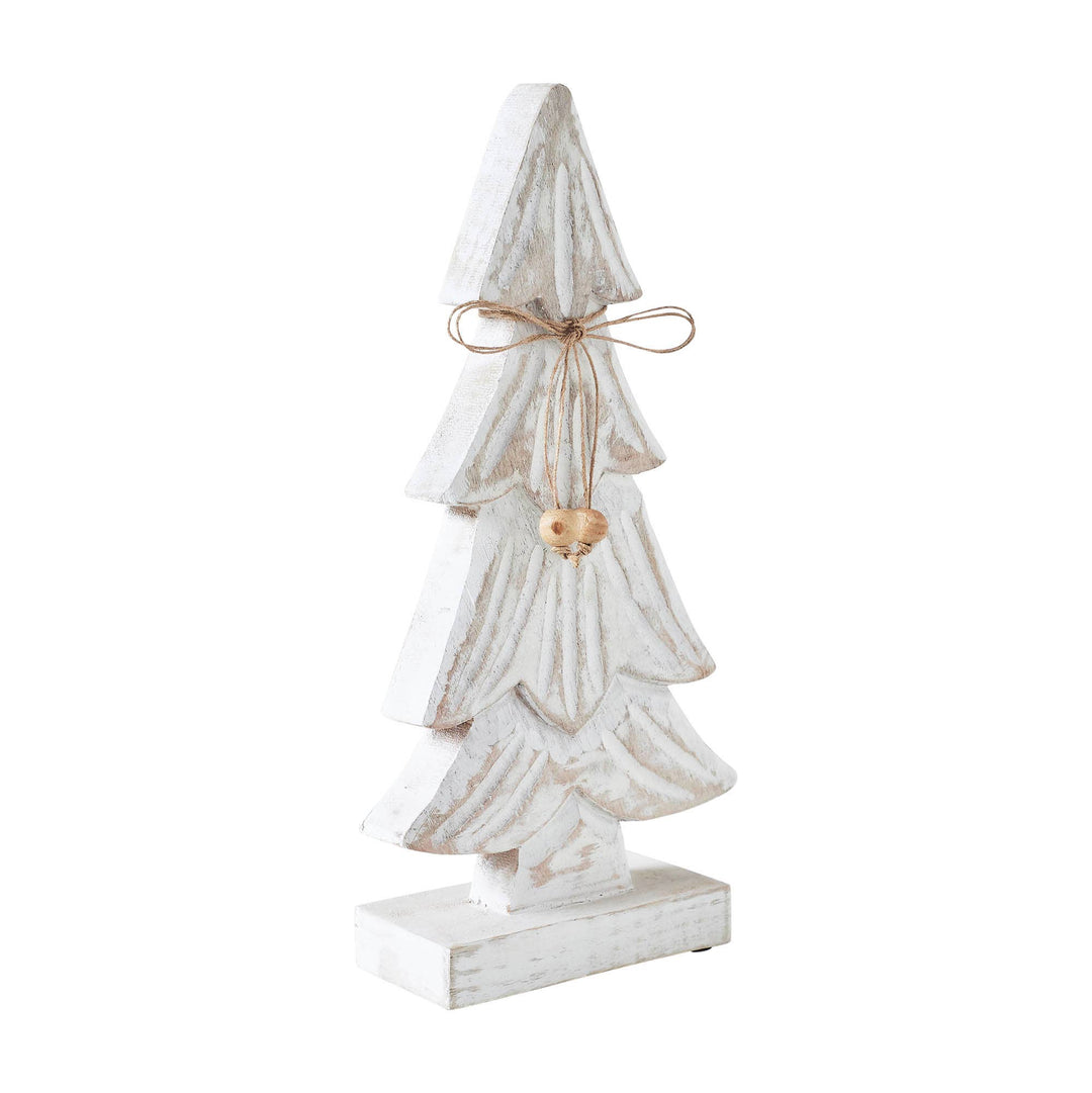 Snowy Tree Textured Wooden White 12.25x6x2.5