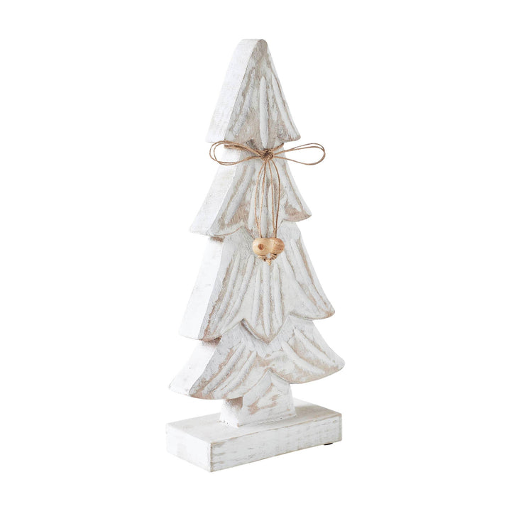 Snowy Tree Textured Wooden White 12.25x6x2.5