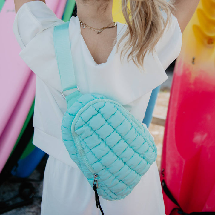 Mint Quilted Sling Crossbody Bag