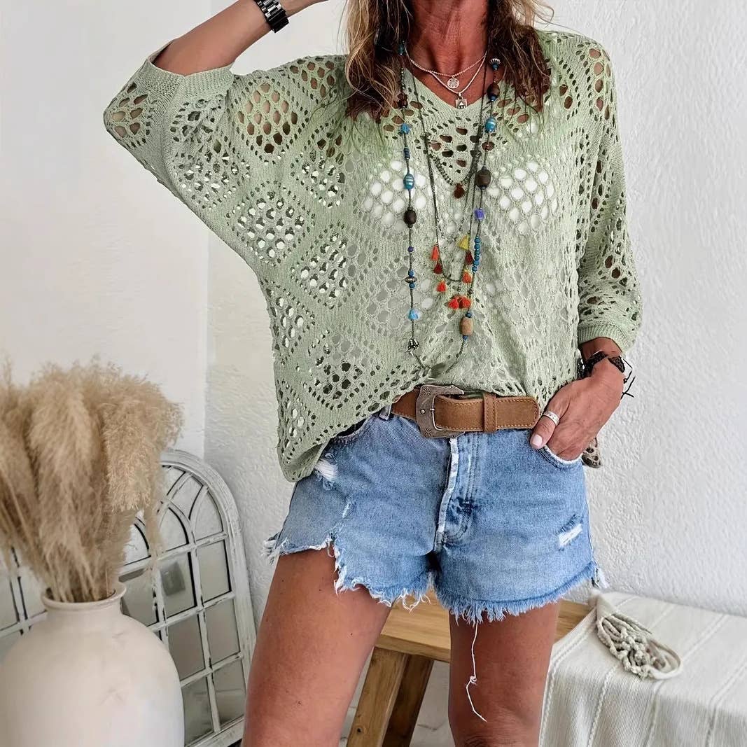 Diamond Cut-Out Blouse
