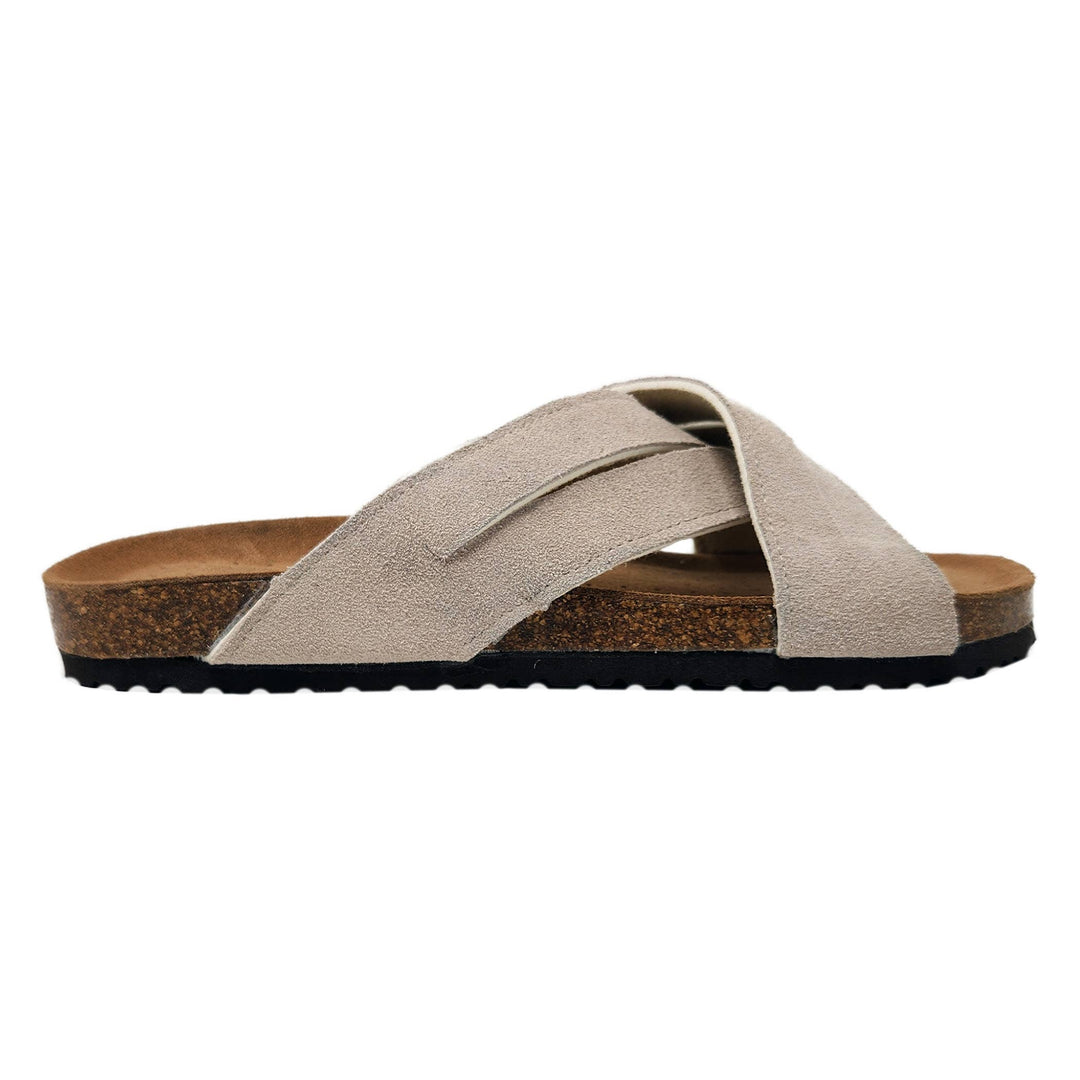 Womens criss cross leather footbed sandal