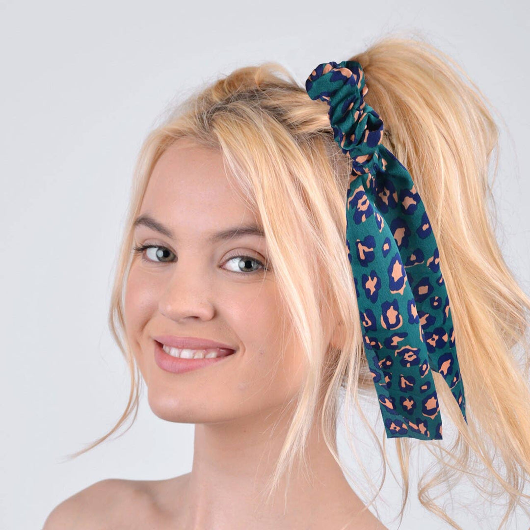 Cheetah Print Scrunchie Ribbon Hair Tie