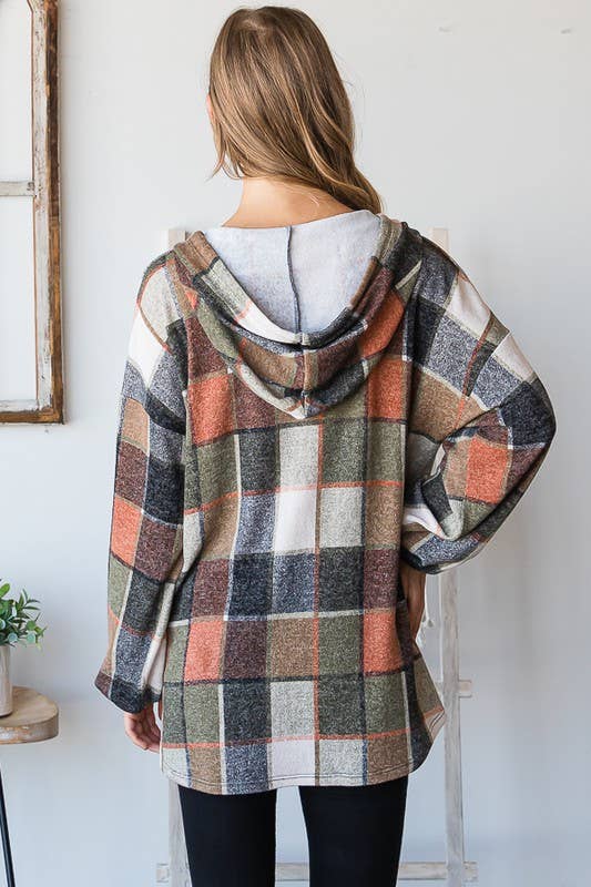 Fall Checkered Hooded Top