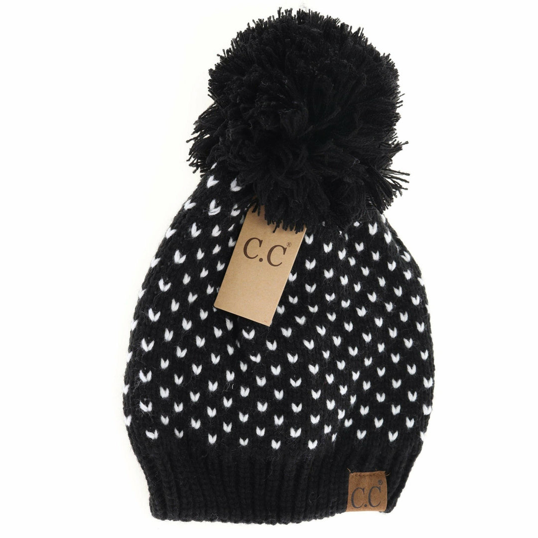Heart Knit Pom Beanie
