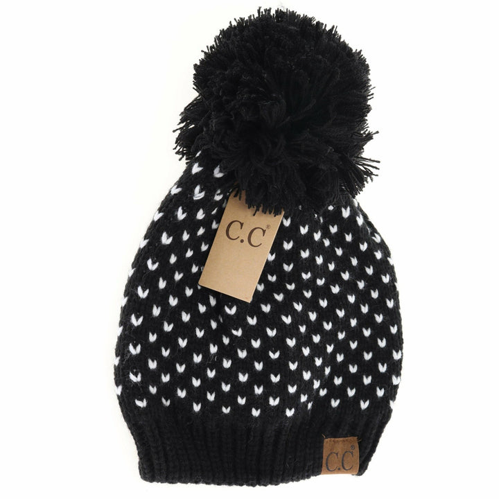 Heart Knit Pom Beanie