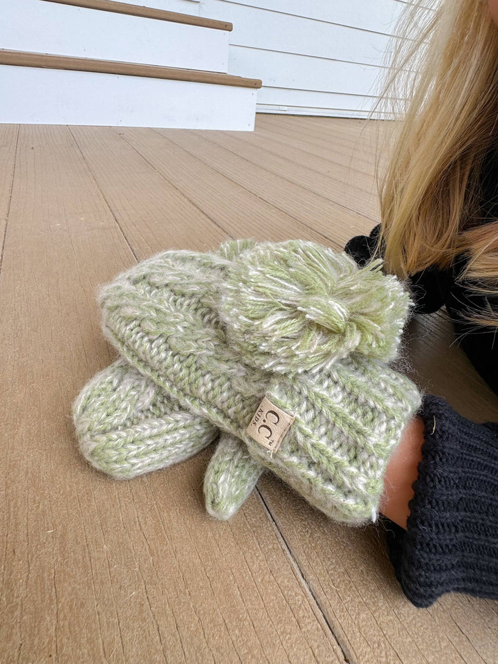 Kids CC  Double Pom Mittens