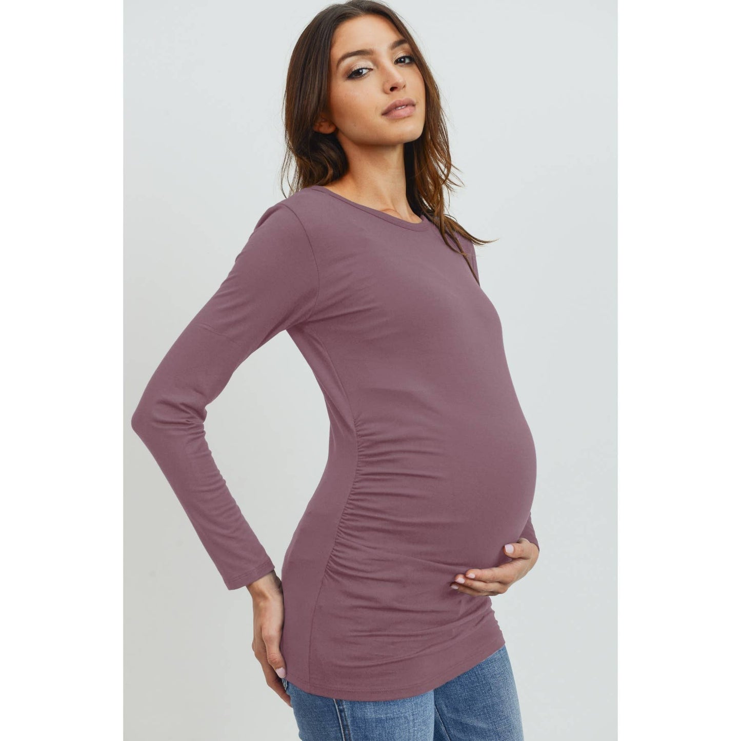 Long Sleeve Maternity Crewneck Knit Top