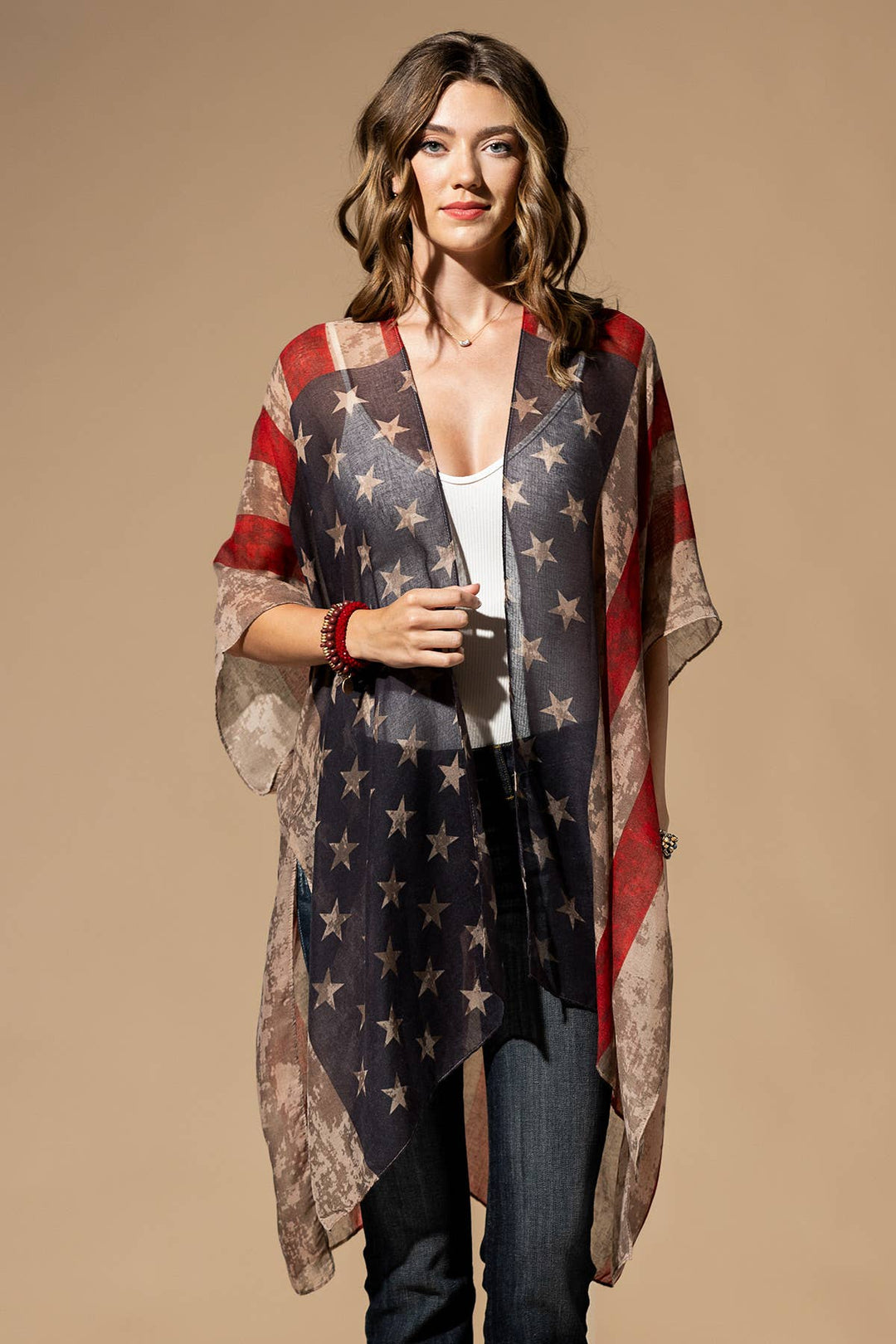 Vintage Inspired USA Print Kimono