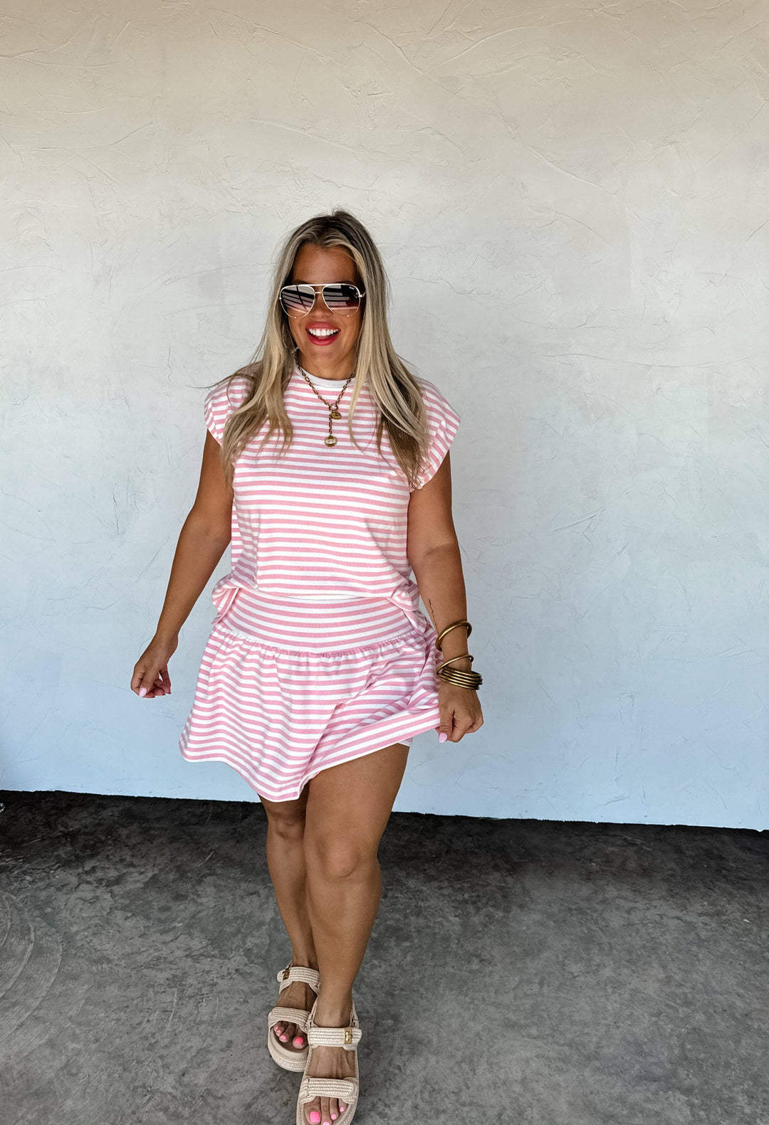COASTAL STRIPES SKORT SET