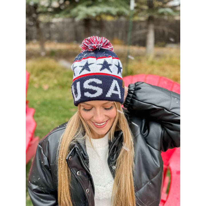 USA Knit Pom C.C Beanie