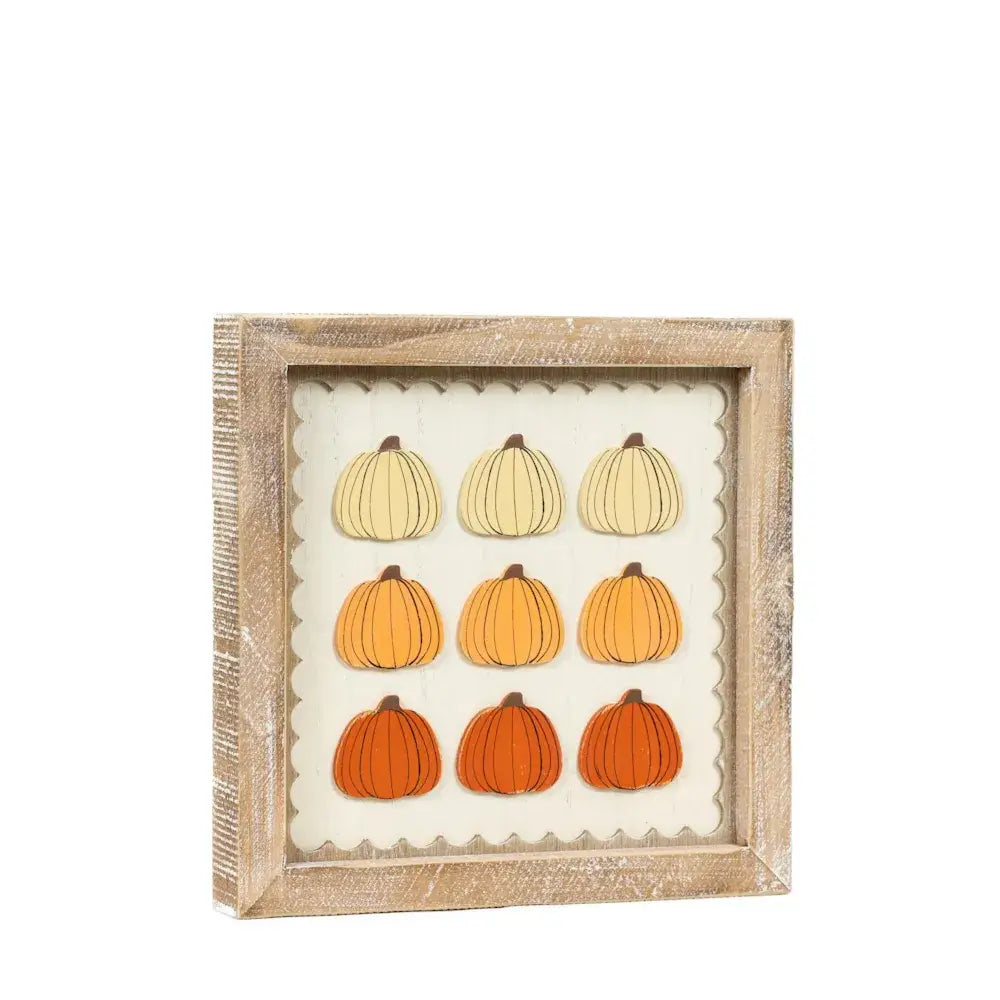 10x10 Wood Frame Sign Pumpkins Fall Halloween Decor