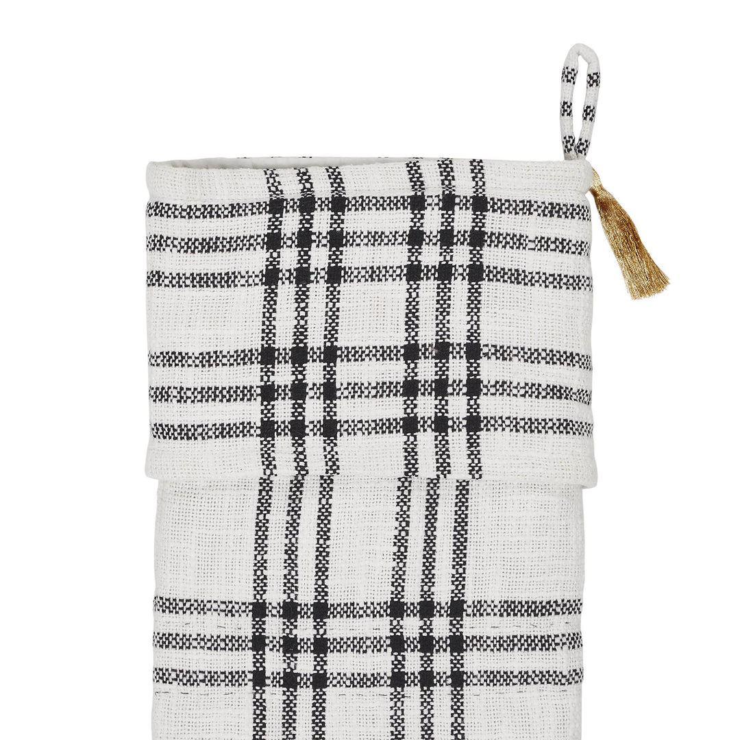 Wintergleam Black White Plaid Stocking