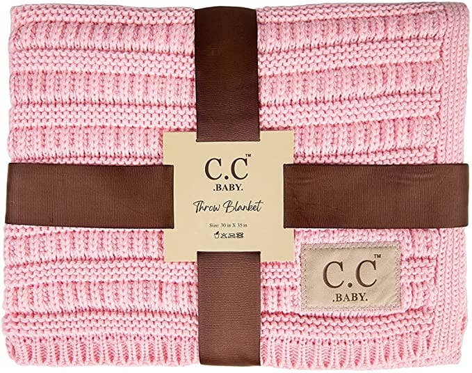 Baby Blanket Ribbed Knit (Pale Pink)