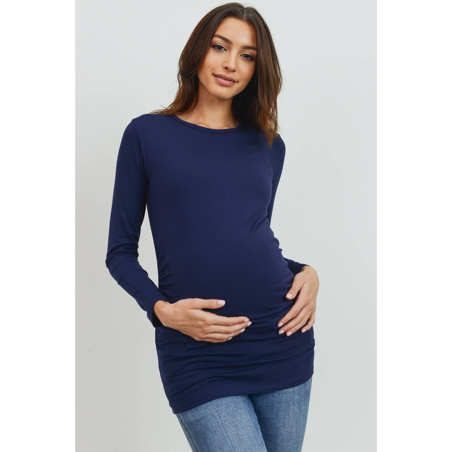 Long Sleeve Maternity Crewneck Knit Top