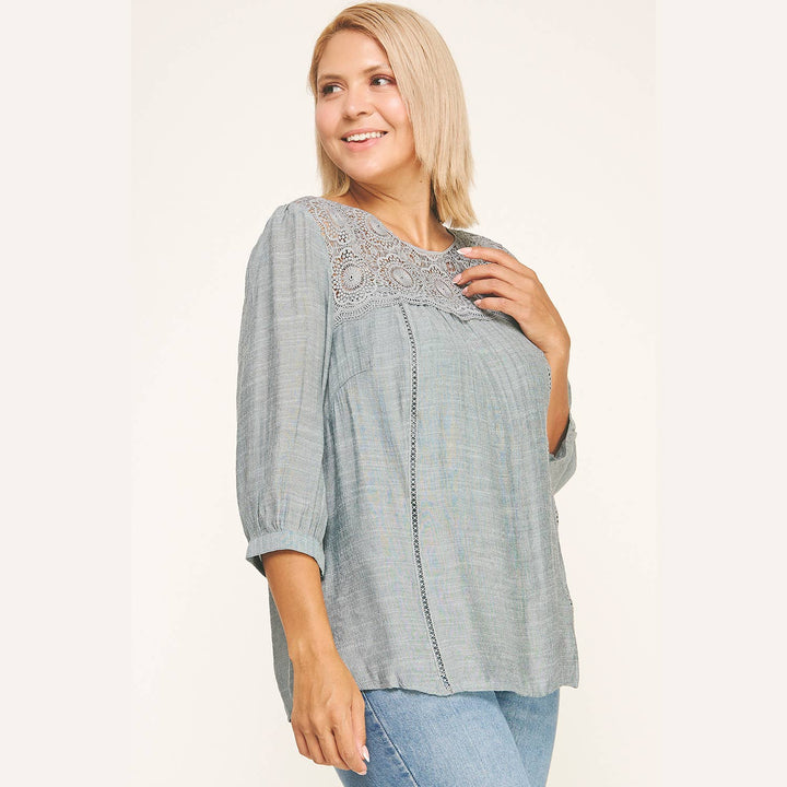 PEASANT BLOUSE W/APPLIQUE YOKE