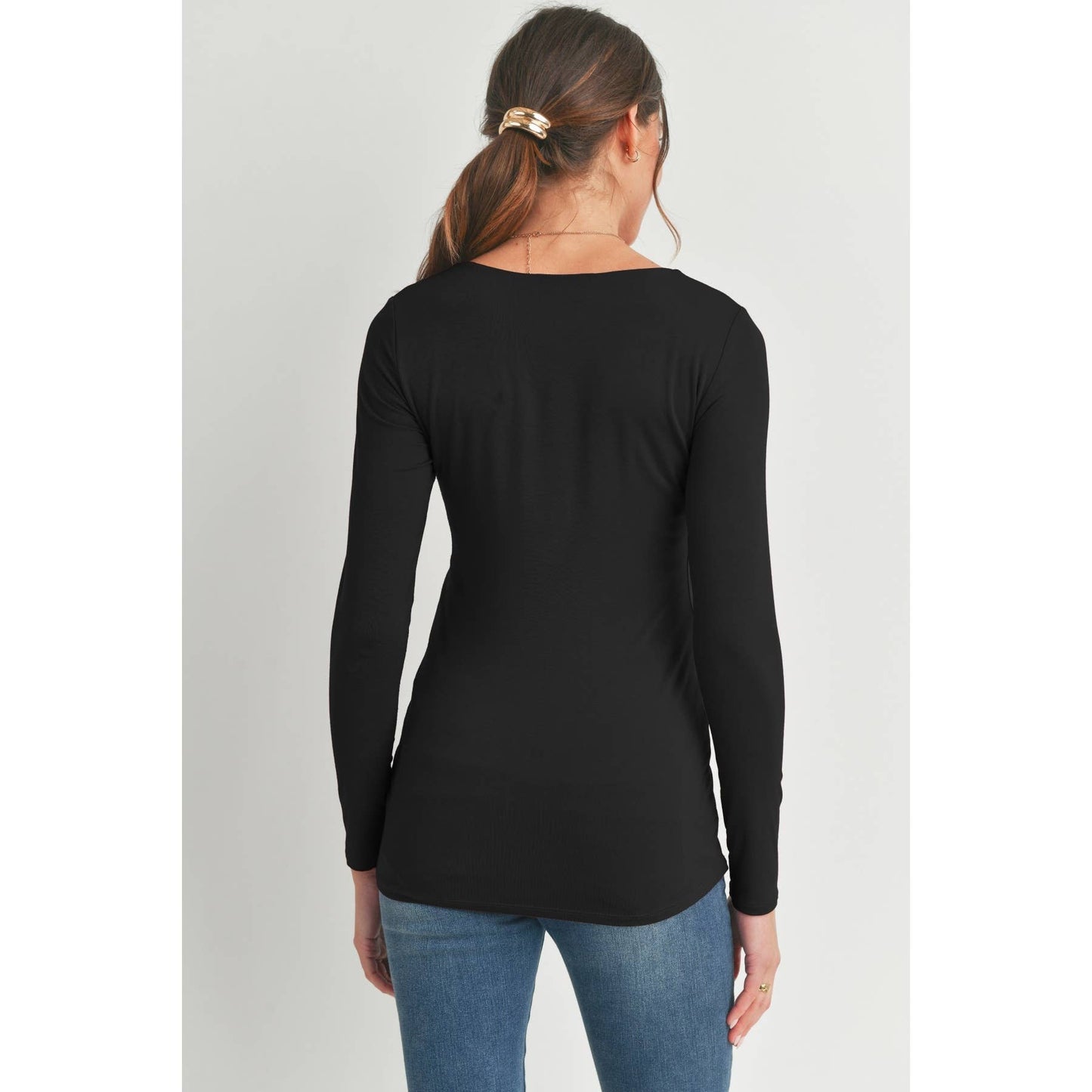 V-Neck Long Sleeve Maternity Fitted Modal Top