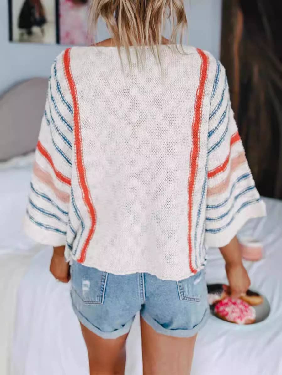 Color-Block Flared Sleeve Sweater