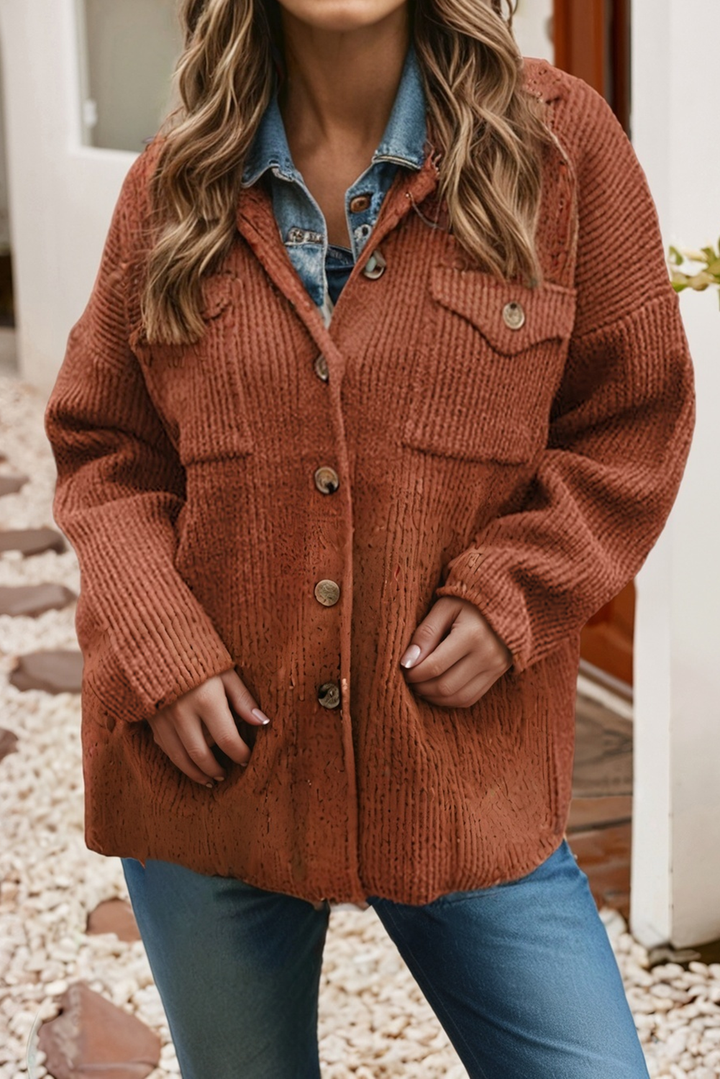 Ribbed Flap Pocket Shacket