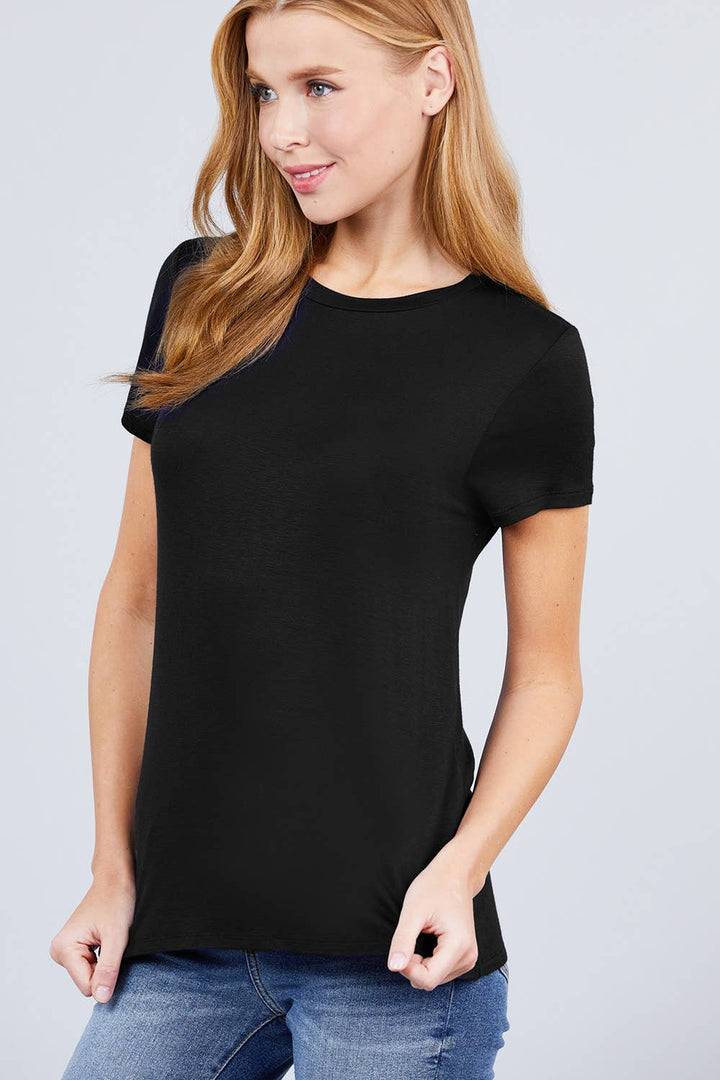Short Sleeve Crew Neck Rayon Spandex Jersey Top