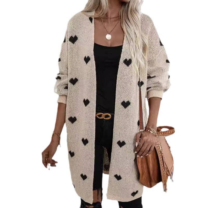 Heart Jacquard Knit Cardigan