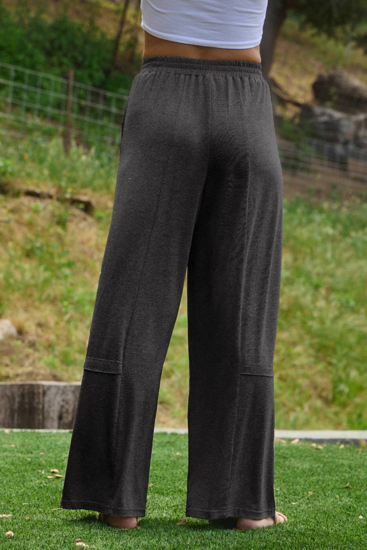 Plus Soft Jersey Fabric Pleated Pants