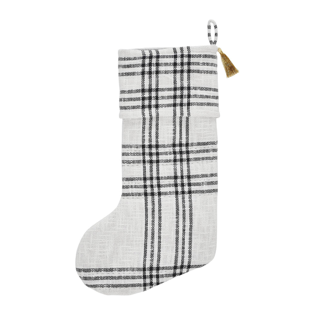Wintergleam Black White Plaid Stocking