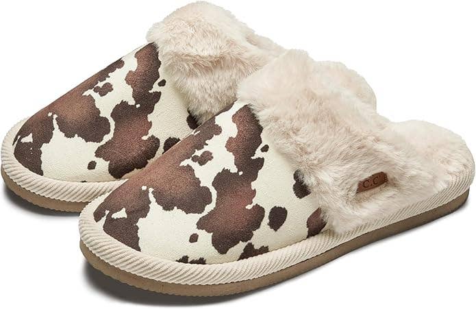 Cow Print Slippers