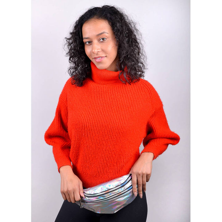 Silver Iridescent Holographic Waist Fanny Pack